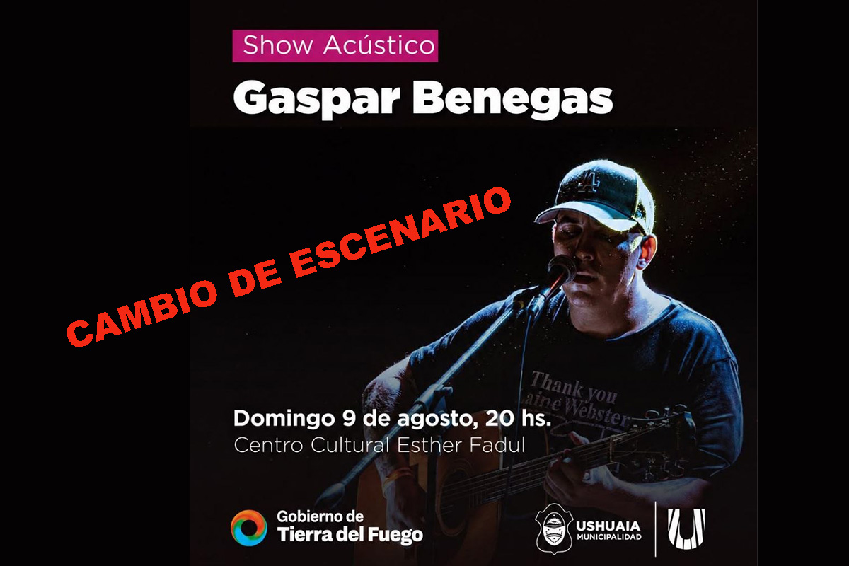 EL SHOW ACÚSTICO DE GASPAR BENEGAS CAMBIA DE ESCENARIO Y SE REALIZARÁ EN EL CENTRO CULTURAL ESTHER FADUL